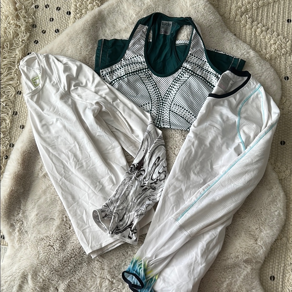 Lucky in Love Women's Tops - White and Teal